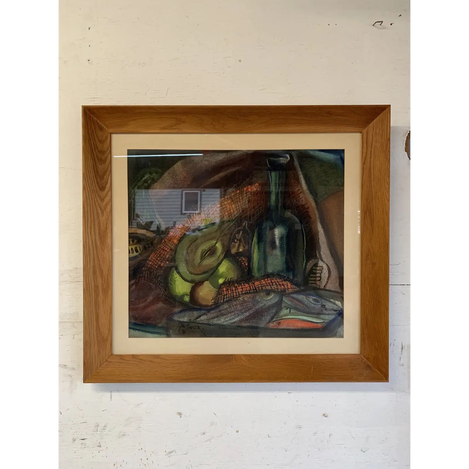 Mid 20th Century Tabletop Still Life Watercolor Painting, Framed Art