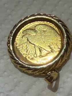 US Gold Eagle Coin Pendant in Gold Bezel