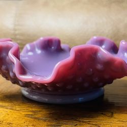 Vintage And Rare! Fenton Rosalene Hobnail Dish/bowl 
