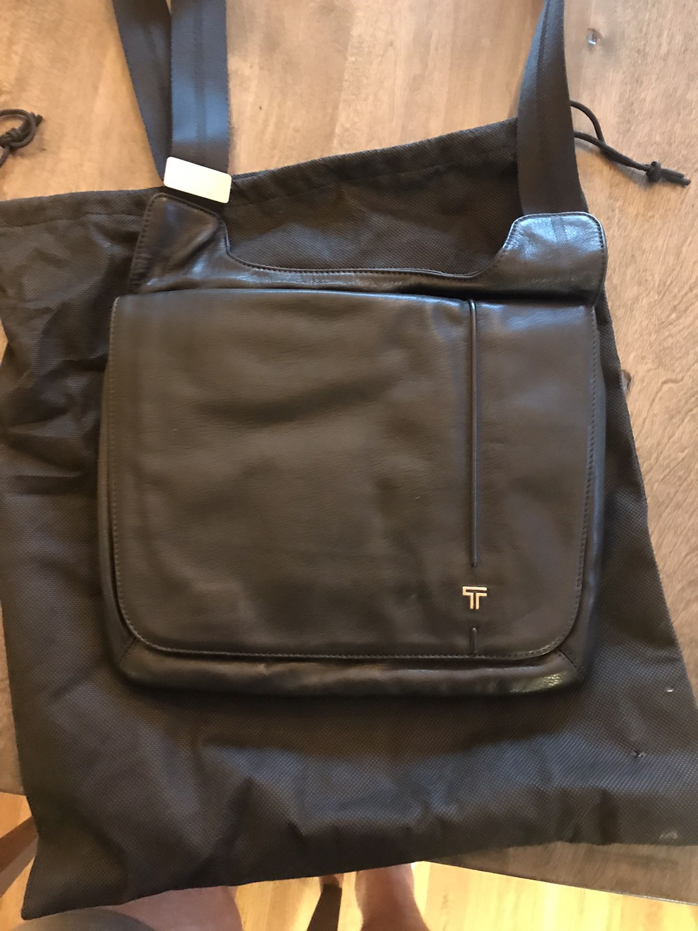 Tumi Black Leather messenger bag