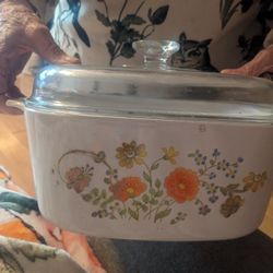 Corning Ware Wildflower A-3-B Casserole Dish w/Lid Mid Century 5 Quart