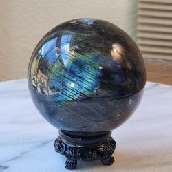 1.2 Lb (531g) Labradorite Sphere Quart Crystal 
