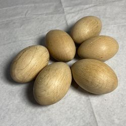 6 Piece Wooden Eggs For Easter Crafter - 2 1/2” X 1 1/2”