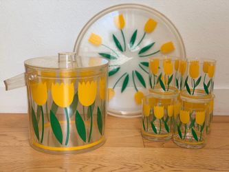 Vintage MRB Acrylic Bar Set - Yellow Tulips