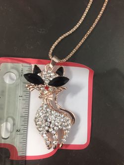 Cat Rhinestone Necklace Pendant