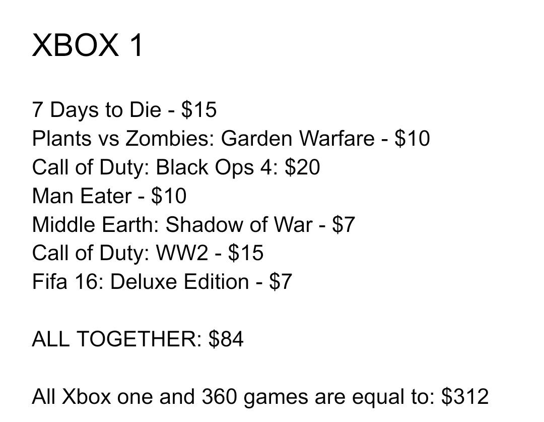 XBOX One and XBOX 360 Games