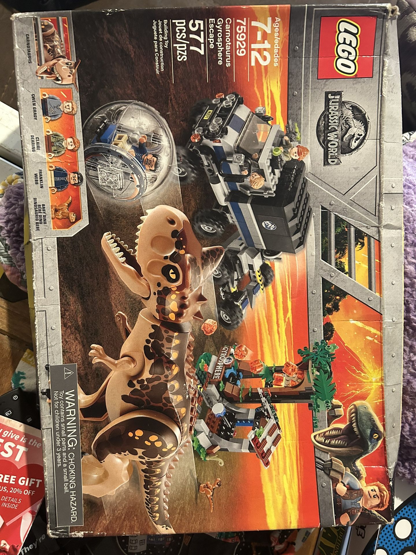 LEGO JURASSIC WORLD CARNOTAURUS GYROSPHERE ESCAPE #75929 SEALED BOX, RETIRED