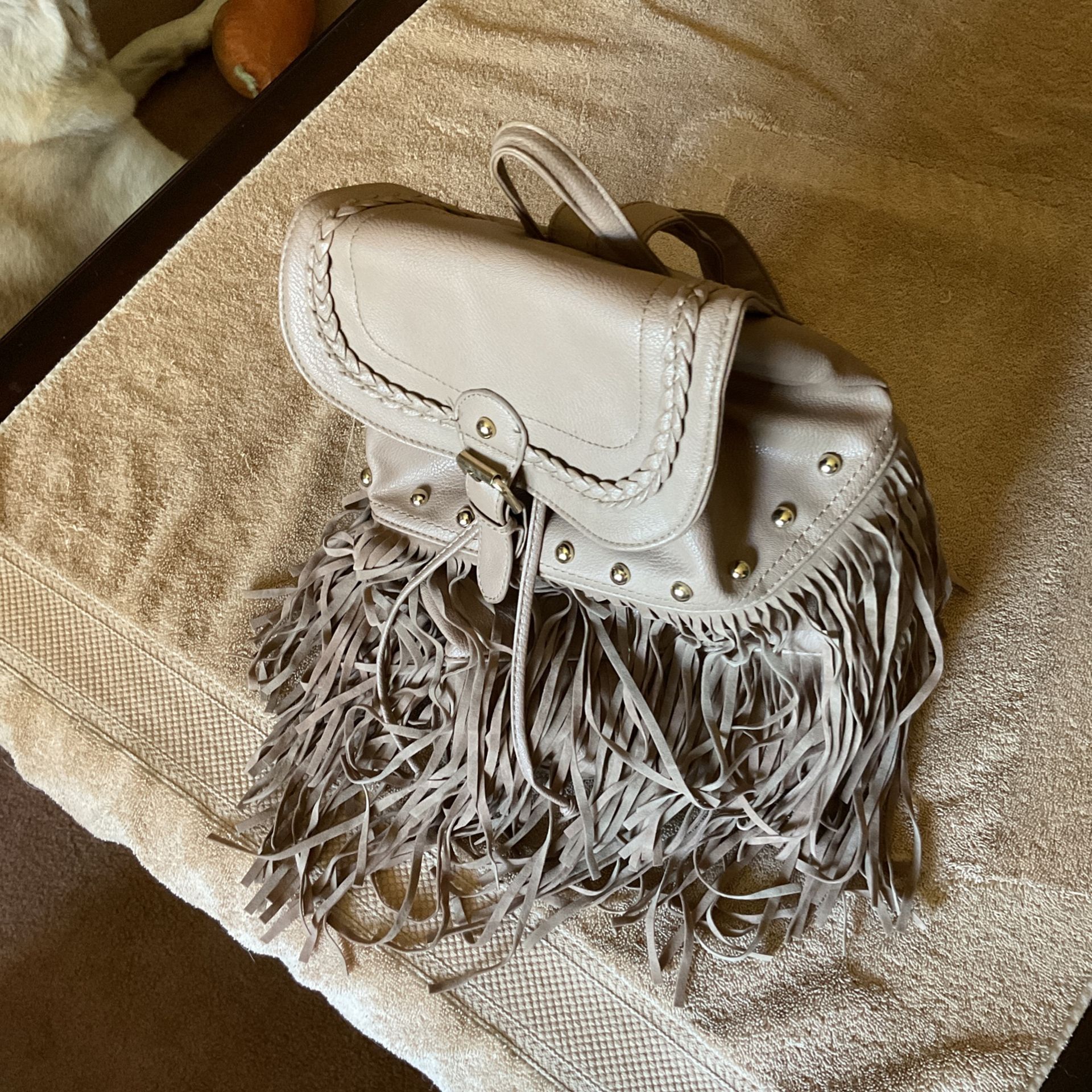 Dark Tan Fringe Satchel/backpack