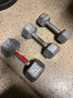 Cast Iron Dumbbells 15 lb and 20 lb Pairs