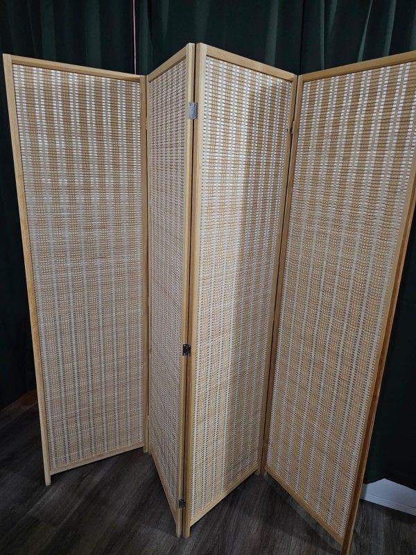 Costway 4 Panel Natural Wood Bamboo Room Folding Divider