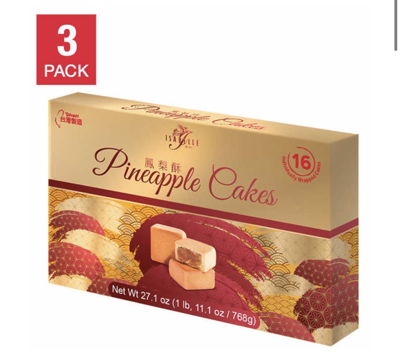 Isabelle Pineapple Cakes 27.1 oz, 3-count