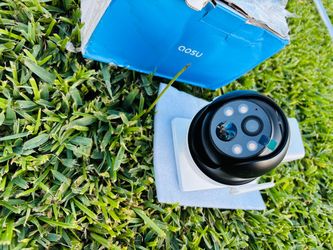 Aosu Solar Powered Outdoor Security Camera w/ Fixed Solar Panel - Wireless, 360-Degree Panoramic View, Human Auto Tracking