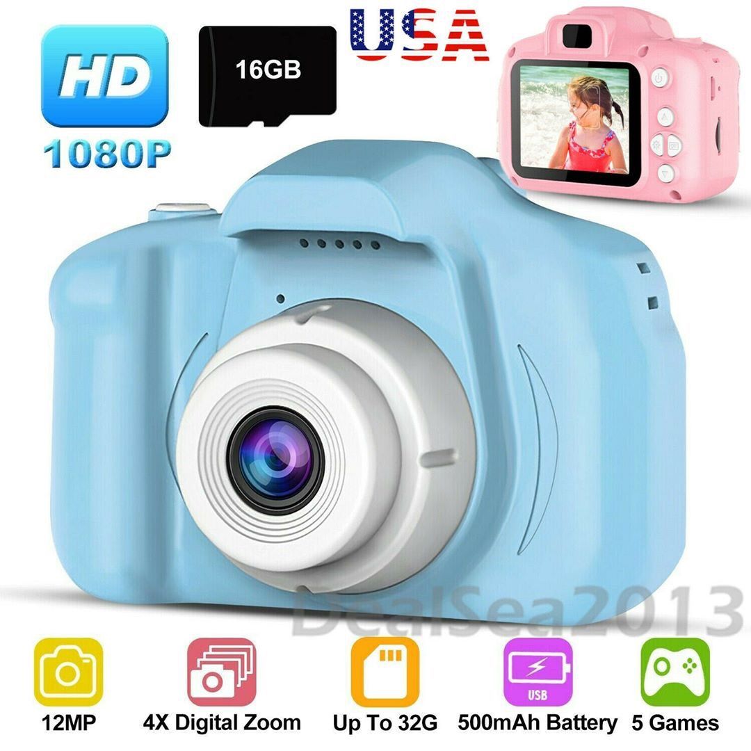 1080P Digital Camera 2.0" LCD HD Mini Camera With 16G TF Card for Kids Children Present Gift
