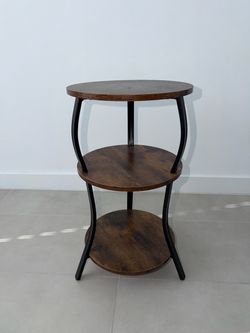 3-Tier Round Side Table with Metal Frame