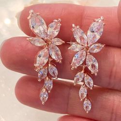 Light Pink Crystal Earrings New Wedding Quinceanera Prom Party