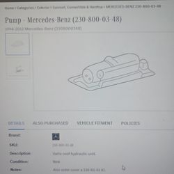 1(contact info removed) Mercedes roof hydraulic pump