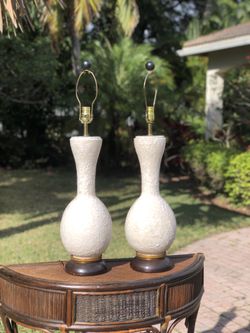 PAIR - Mid Century Modern Ceramic Glazed Textured Lava Lamp - Excellent 