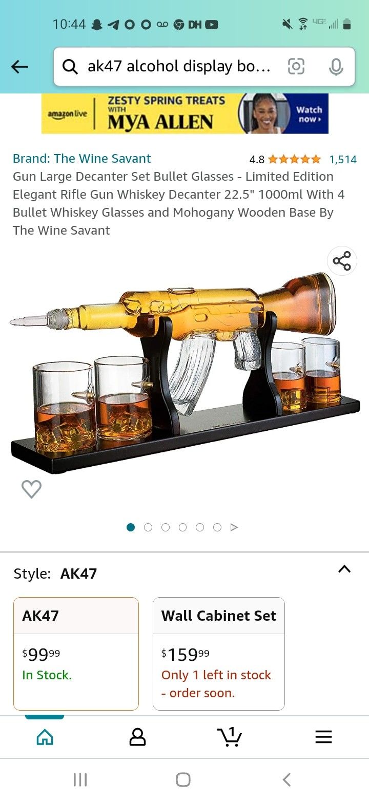 AK 47 Glass Liquor Display With Stand And 4 Glasses