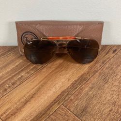 1988 Ray-Ban 58mm Aviator Classic Gold Sunglasses - Brown Glass 