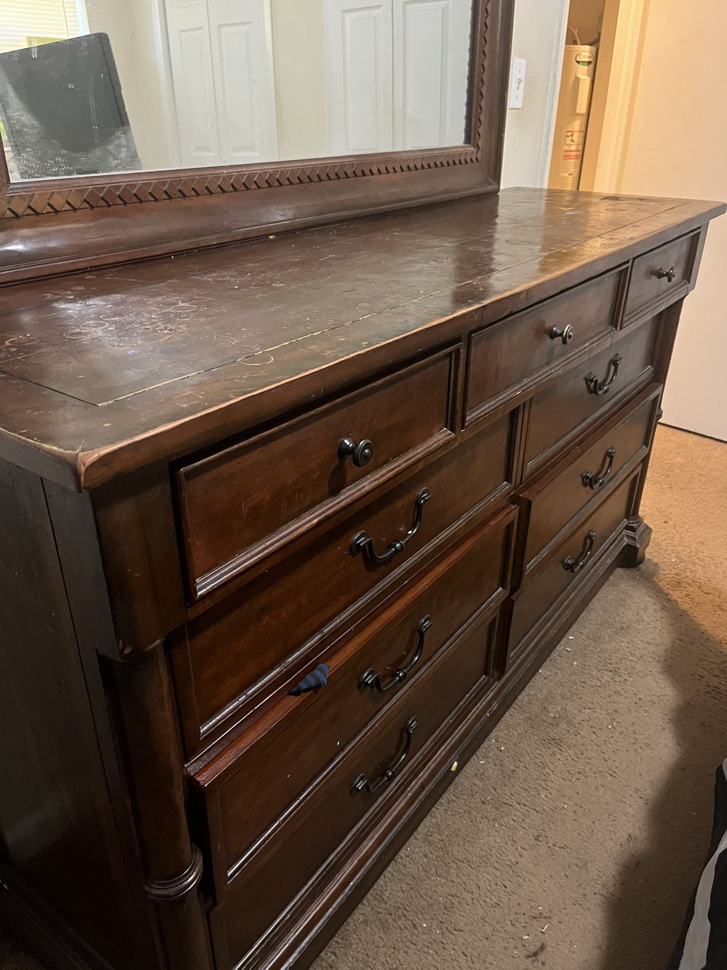 Wood Dresser with Mirror