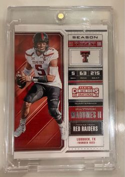 Patrick Mahomes RARE ROOKIE TICKET INVESTMENT CARD PANINI CHIEFS MVP MINT RC