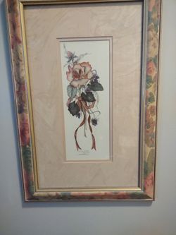 14x21 --numbered& Signed Framed Pink Floral Art