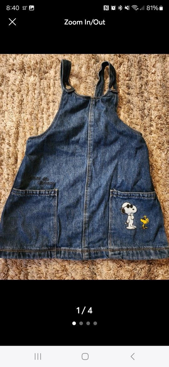Zara Snoopy Denim overall dress 4-5 Years