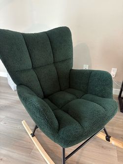 Green Chenille Teddy Oversized Rocking Chair Glider