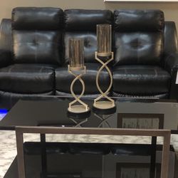 Black Glass Coffee Table and Side Tables