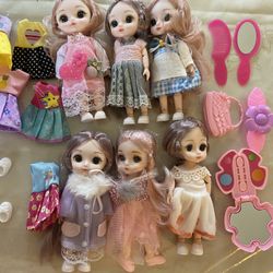 Bundle of 6 Dolls 16cm Set Gift Box 13 Movable Joints 3D Eyes BJD Girl Dress Up DIY Toy Fashion Dress Clothes Dolls Children's Gifts and accessories  