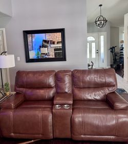 Power Reclining Leather Sofa & Loveseat Set