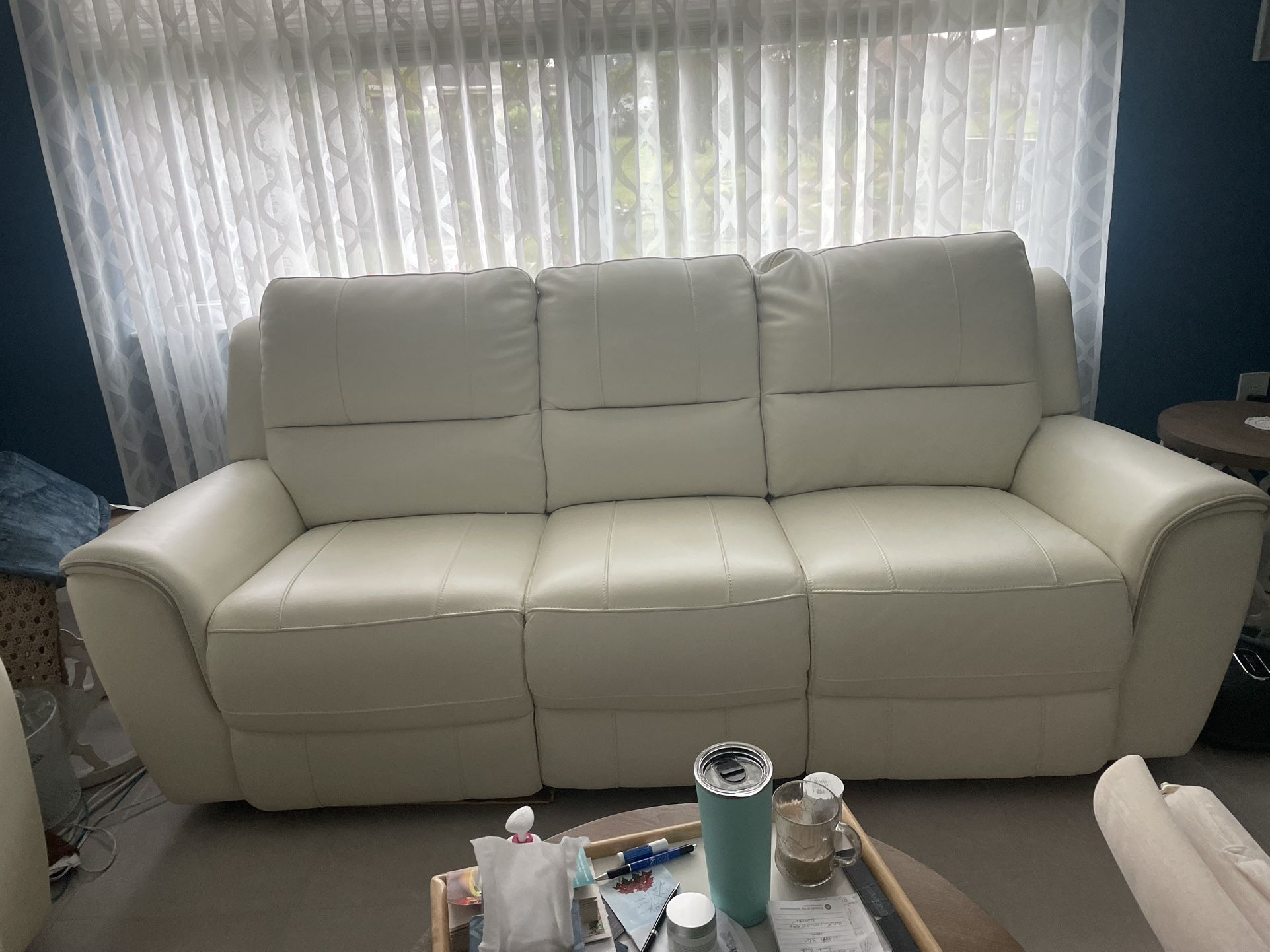 New Sofa  White Leather 