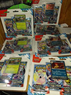 8 journey together yanmega/scrafty 3 pack blisters pokemon tcg new sealed