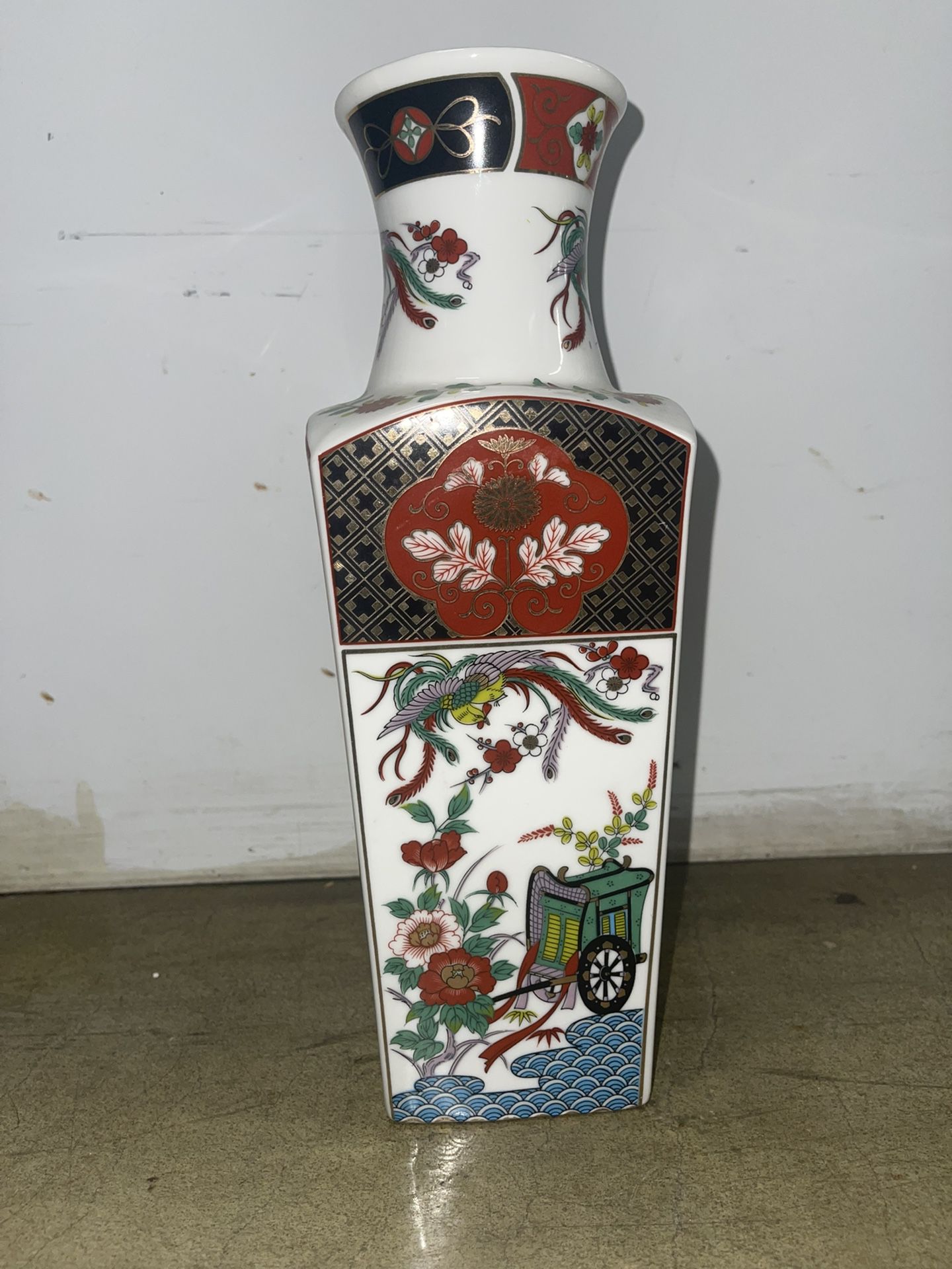 Japanese Floral Vase Vintage 