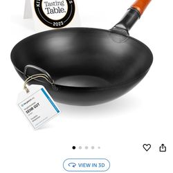 YOSUKATA Carbon Steel Wok Pan – 13,5 “ Stir Fry Pans with Flat Bottom - Pow Wok 