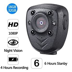 Full HD Body Camera, 32gb, With Night Vision And Pocket Clip, Sports, Security, Car, Bike, Hiking, USB C
