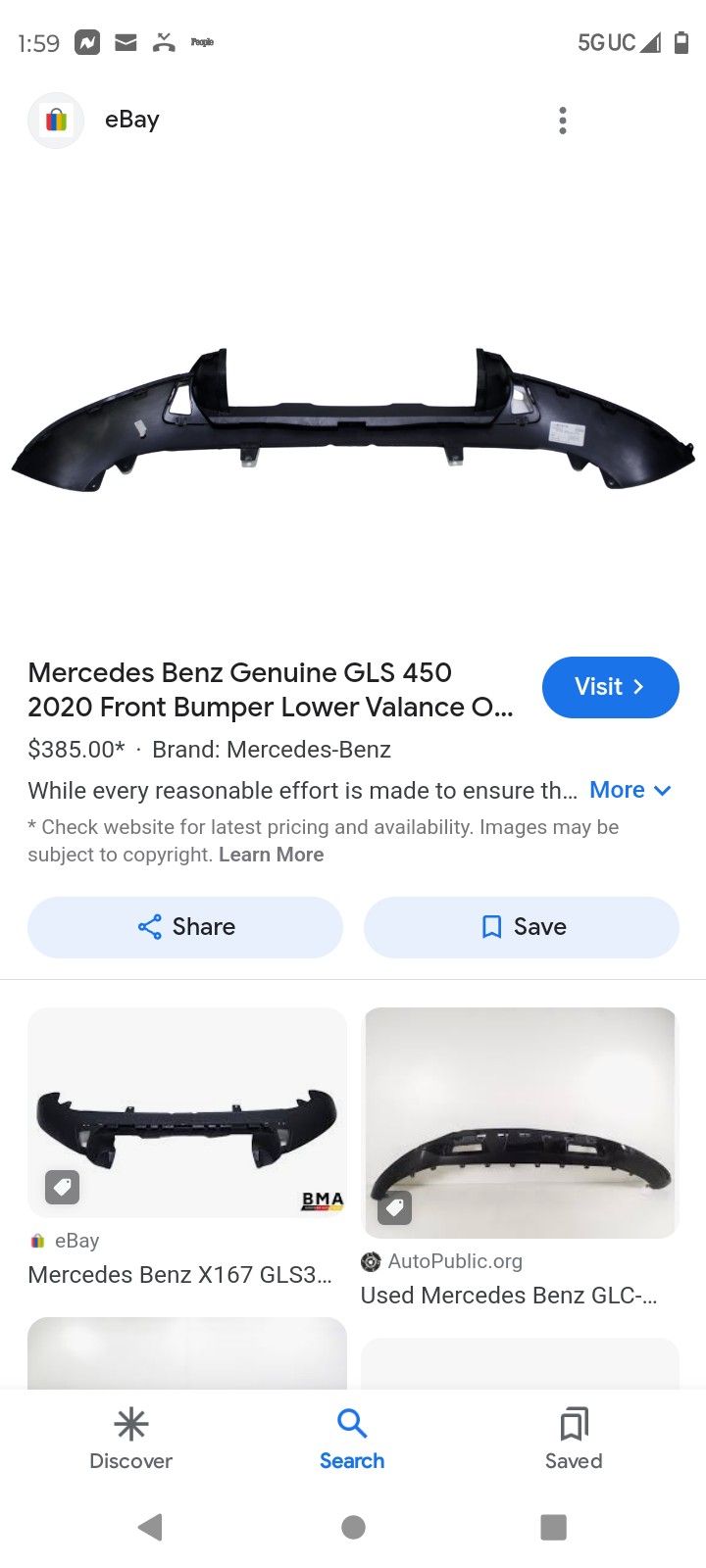 Brand New Mercedes Lower Valance Gls 350