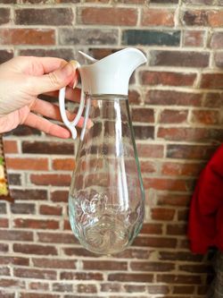 Vintage Log Cabin Glass Syrup Dispenser 9” MCM