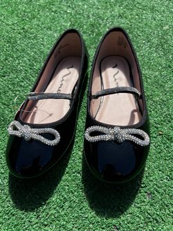 Nina Black Patent Mary Jane Flats with Crystal Bow Accent Kids/Girls - Size 2 - New w/ Tags