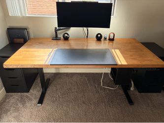 Sit-Stand Butcher Block Real Wood Walnut Standing Desk Adjustable