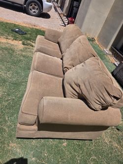 Large Brown Fabric 3-Seat Sofa