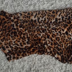 Sheer Leopard Cheetah Print Blouse Wrap - Medium 