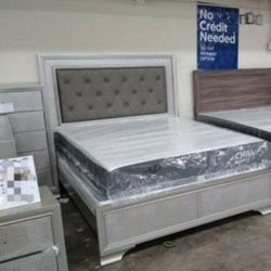 Led Panel Bedroom Set 4-Piece (Qb Dresser Mirror Nightstand)