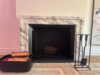 Brand New Blackened Steel 4 piece Fireplace Set