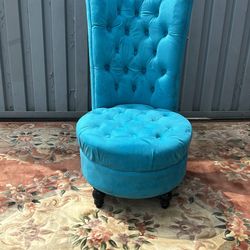 High Back Chair, Blue 24 Inches In Diameter 16 Inches Seat 45 Inches Height