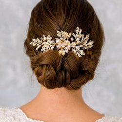 SWEETV Handmade Wedding Hair Comb Clip Rhinestone Hair Comb Piece for Brides Bridal Hair Accessories