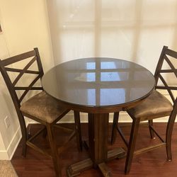 High Top Table And Chair With Glass Top