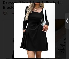 Classic Black Long-Sleeve A-Line Dress Medium
