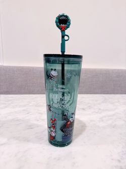 New 2026 Starbucks Disney The Nightmare Before Christmas Cold Cup Tumbler With Straw Limited Edition Wreath Straw Topper 24 Oz