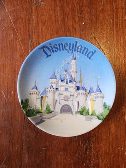 Vintage Disneyland Castle Trinket Dish 4" Round Plate Walt Disney World Souvenir